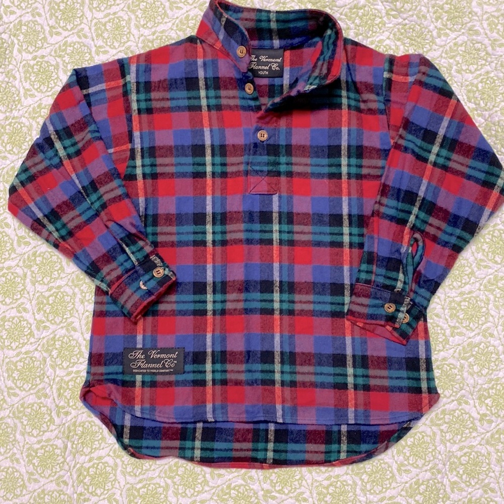 Vermont Flannel youth quarter button plaid shirt